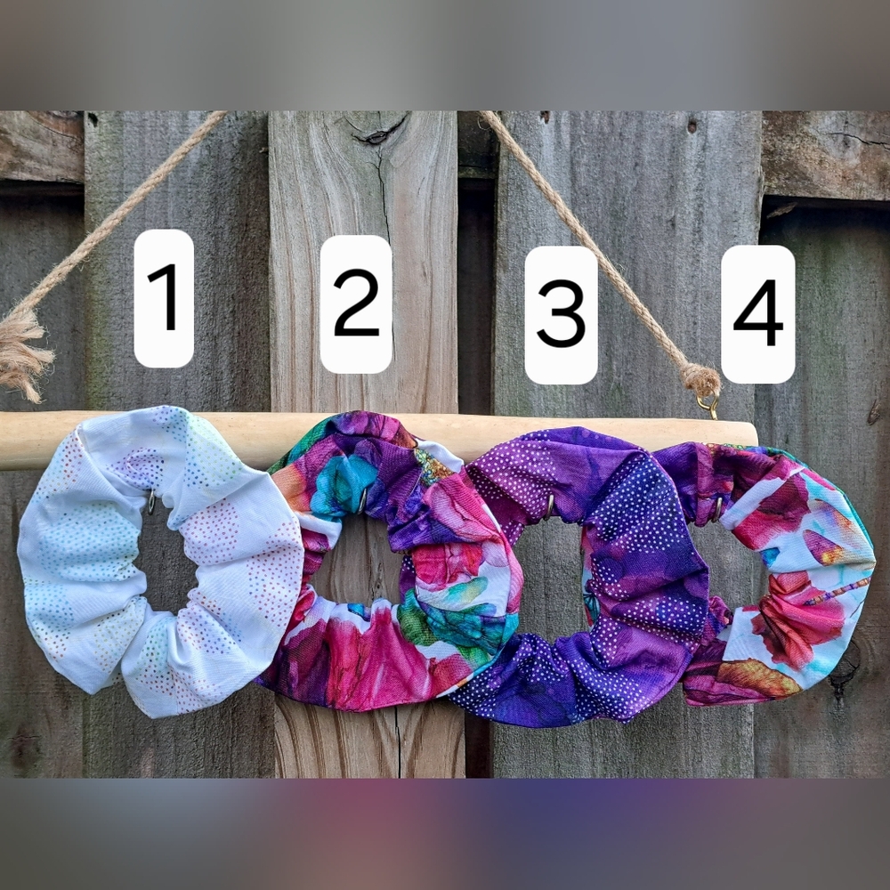 ONE Scrunchie Hair Tie Cotton Dots Flowers Dragonfly Multicolor